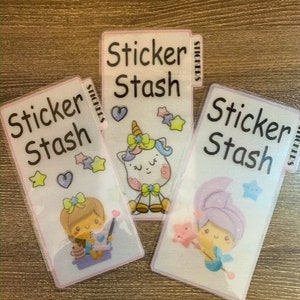 Mermaid Unicorn Planner Girl Sticker Holder Pocket Envelope Pouch Laminated Planner Accessories Holder