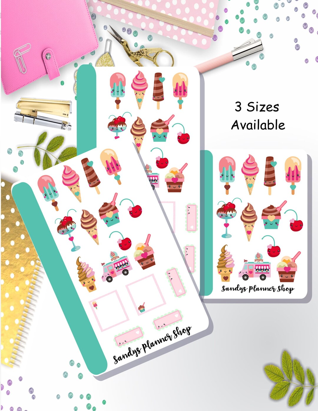 Ice Cream Stickers Micro Happy Planner Regular Hobonichi Planner