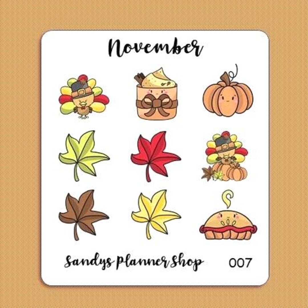 Thanksgiving/fall Sticker Sheet - Etsy