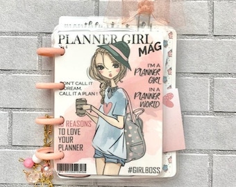 Micro Happy Planner Girl Magazine Cover Dashboard Planner Accessories Decorations