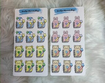 Animal Stickers Pastel Planner Accessories Hobonichi Weeks