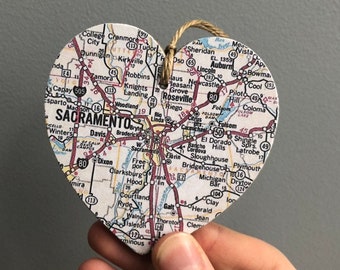 Sacramento Map Heart Ornament, Sacramento California Ornament, Sacramento CA Gift, Map Gift, Travel Gift, Graduation gift