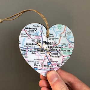 Phoenix Map Herzverzierung, Phoenix AZ Verzierung, Phoenix Geschenk, Phoenix Arizona, Tempe, Scottsdale, Glendale, Abschlussgeschenk