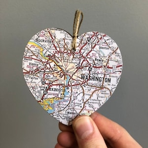 Washington DC Karte Herz Ornament, Washington DC Ornament, DC Geschenk, Karte Geschenk, Reisegeschenk, Abschlussgeschenk, Georgetown Universität