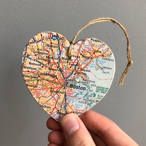 Boston Map Herzverzierung, Boston MA Ornament, Boston Geschenk, Universität von Boston, Universität vonHarvard, Boston College, Abschlussgeschenk