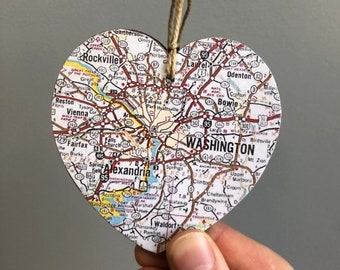 Washington DC Map Heart Ornament, Washington DC Ornament, DC Gift, Map Gift, Travel Gift, Graduation Gift, Georgetown University