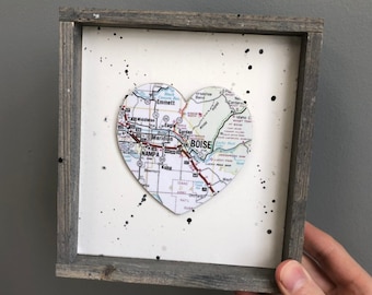 Boise Heart Sign, Heart Map Sign, Boise ID Sign, Boise Idaho Gift, Boise Map, Boise State University, Graduation gift