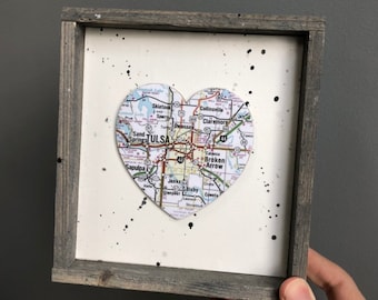 Tulsa Heart Sign, Heart Map Sign, Tulsa Oklahoma Sign, Tulsa OK Gift, Tulsa Map, University of Tulsa, Map gift, Graduation gift