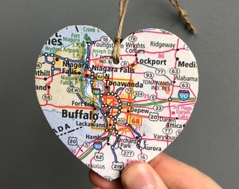 Buffalo Map Heart Ornament, Buffalo NY Ornament, Buffalo NY gift, University at Buffalo, Buffalo State College, BFLO, Graduation gift