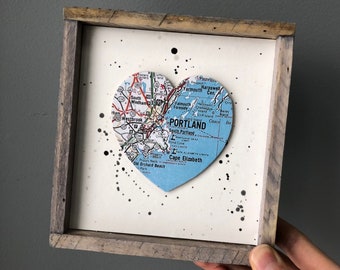 Portland Heart Sign, Heart Map Sign, Portland ME Sign, Portland Maine Gift, Portland Maine Map, Graduation gift