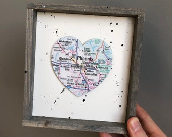 Phoenix Heart Sign, Heart Map Sign, Phoenix AZ Sign, Phoenix AZ Gift, Phoenix Arizona, Tempe, Scottsdale, Glendale, Graduation gift