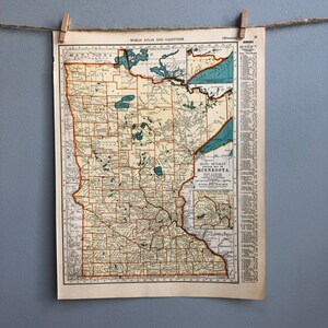 Mappa vintage del Minnesota e del Mississippi, mappa del Minnesota da parete, mappa del Mississippi da regalo, mappa dello stato, mappa vintage da parete, mappa vintage da regalo