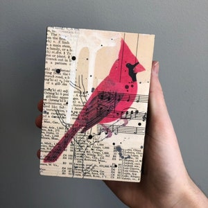 Arte Cardinal, Colagem Cardinal de Mídia Mista, Arte de Colagem de Pássaros