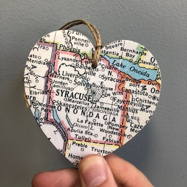 Syracuse Map Heart Ornament, Syracuse NY Ornament, Syracuse NY Gift, Syracuse University, Syracuse New York, Graduation gift