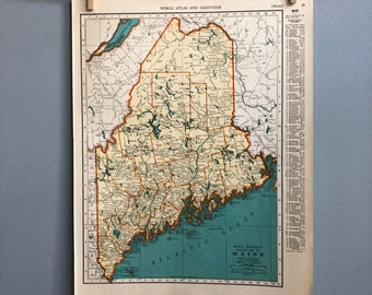 Vintage Maine and Maryland Map, Maine Map Wall Art, Maryland Map Gift, Maine State Map, Vintage Map Wall Art, Vintage Map Gift
