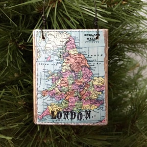 London Ornament - England Ornament, London Geschenk, Kartenverzierung, Reisegeschenk, personalisierte Weihnachtsverzierung