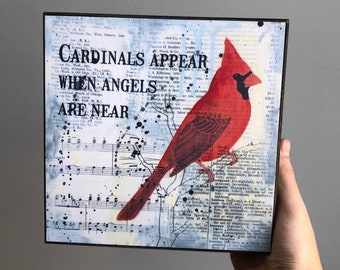 Cardinals Appear When Angels Are Near Art Panel, Cardinal Quote Artwork, Music Teacher Gift, Music Art, Cardinal Wood Sign, Cardinal Art
