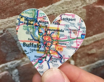 Buffalo Map Heart Magnet, Buffalo NY gift, Buffalo NY magnet, heart magnet, Buffalo New York, University at Buffalo, Graduation gift
