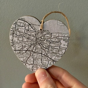 Rochester Map Heart Ornament, Rochester NY Ornament, Rochester gift, Rochester NY map, University of Rochester, Graduation gift