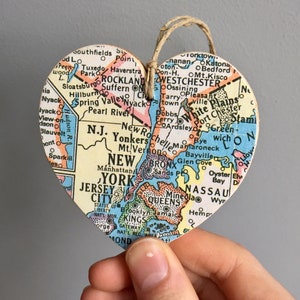 NYC Karte Herz Ornament, New York Ornament, NYC Geschenk, New York Karte, New York Universität, Columbia Universität, Abschlussgeschenk