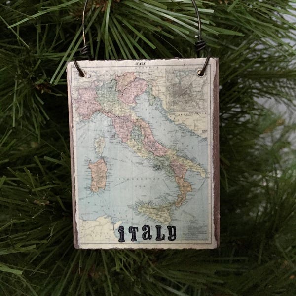 Italy Ornament, Italy Gift, Travel Gift, Map Ornament, Italy Map, Personalized Christmas Ornament