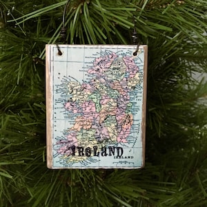 Adorno de Irlanda, regalo de Irlanda, adorno con mapa, regalo de viaje, mapa de Irlanda, adorno navideño personalizado
