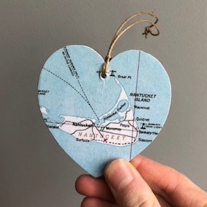 Nantucket Map Herzverzierung, Nantucket MA Ornament, Nantucket MA Geschenk, Nantucket Massachusetts, Nantucket Island, Abschlussgeschenk
