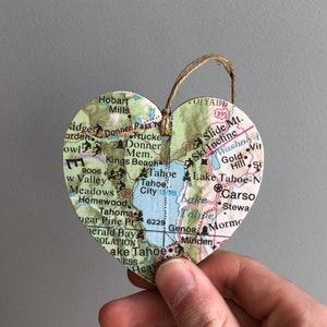 Lake Tahoe Map Heart Ornament, Lake Tahoe Ornament, Lake Tahoe CA Gift, Lake Tahoe California, Lake Tahoe Nevada, Graduation gift image 1