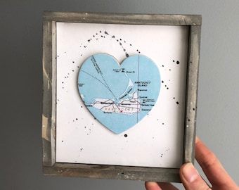 Nantucket Heart Sign, Heart Map Sign, Nantucket MA Sign, Nantucket MA Gift, Nantucket Massachusetts, Travel Gift, Nantucket Island