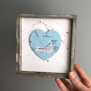 Nantucket Heart Sign, Heart Map Sign, Nantucket MA Sign, Nantucket MA Gift, Nantucket Massachusetts, Travel Gift, Nantucket Island image 1