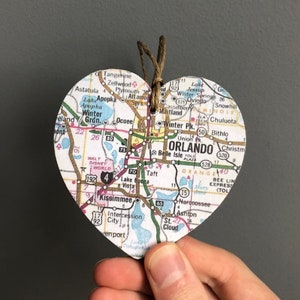 Hartornament Orlando-kaart, ornament Orlando FL, University of Central Florida, Disney World-cadeau, Universal Studios, afstudeercadeau