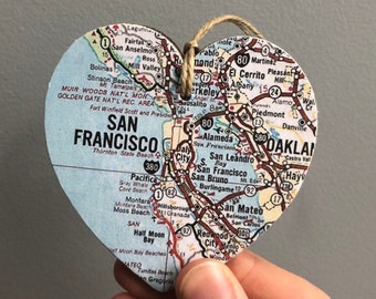 San Francisco Map Heart Ornament, San Francisco CA Ornament, San Francisco CA Gift, Stanford University, Graduation gift