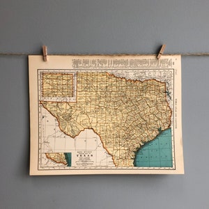 Vintage Texas and South Dakota Map, Texas Map Wall Art, Texas Map Gift, South Dakota Map Gift, Vintage Map Wall Art, Vintage Map Gift