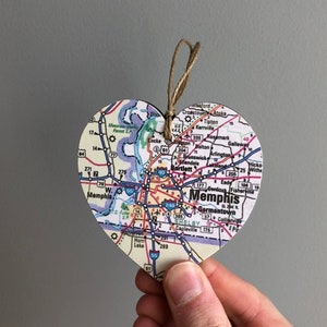 Memphis Karte Herzverzierung, Memphis TN Ornament, Memphis Tennessee Geschenk, Universität von Memphis, Memphis Karte, Abschlussgeschenk