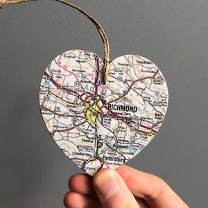 Richmond Map Herzverzierung, Richmond VA Ornament, Richmond Virginia Karte Geschenk, Virginia Commonwealth Universität, Abschlussgeschenk