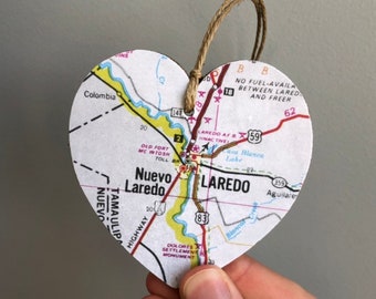 Laredo Karte Herz Ornament, Laredo Texas Ornament, Laredo TX Geschenk, Karte Geschenk, Reise Geschenk, Texas A&M University, Abschluss Geschenk