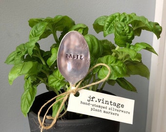 Stamped Spoon Plant Markers, Hand Stamped Garden Markers, Gardener Gift, Mother's Day Gift, Herb Markers