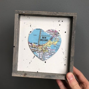 Hartteken van New Orleans, teken hartkaart, cadeau New Orleans LA, kaart New Orleans Louisiana, Mardi Gras, Franse wijk, afstudeercadeau