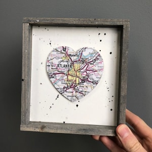 Signe de coeur d'Atlanta, carte de coeur, signe GA d'Atlanta, cadeau d'Atlanta en Géorgie, carte d'Atlanta, Georgia Tech, cadeau de remise des diplômes, art mural d'Atlanta