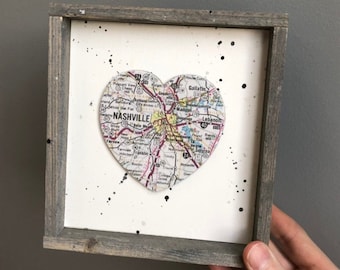 Nashville Heart Sign, Heart Map Sign, Nashville TN Sign, Nashville TN Gift, Vanderbilt University, Tennessee State, Graduation gift