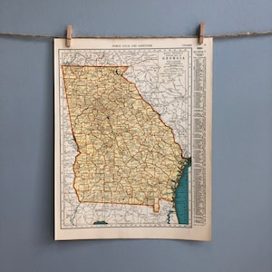 Mapa stanu Georgia i Idaho, sztuka ścienna mapy stanu Georgia, prezent z mapą stanu Georgia, prezent z mapą stanu Idaho, sztuka ścienna mapy stanu Vintage, prezent z mapą stanu Vintage