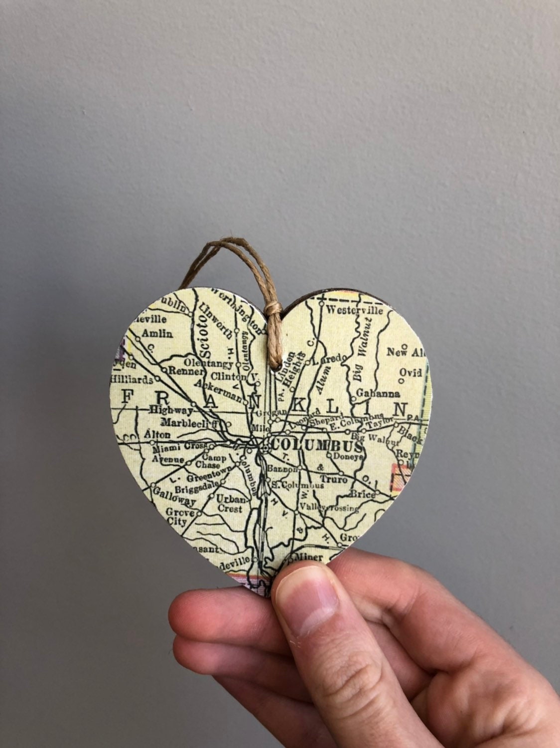 Columbus Map Heart Ornament Columbus Ohio Ornament Columbus Etsy