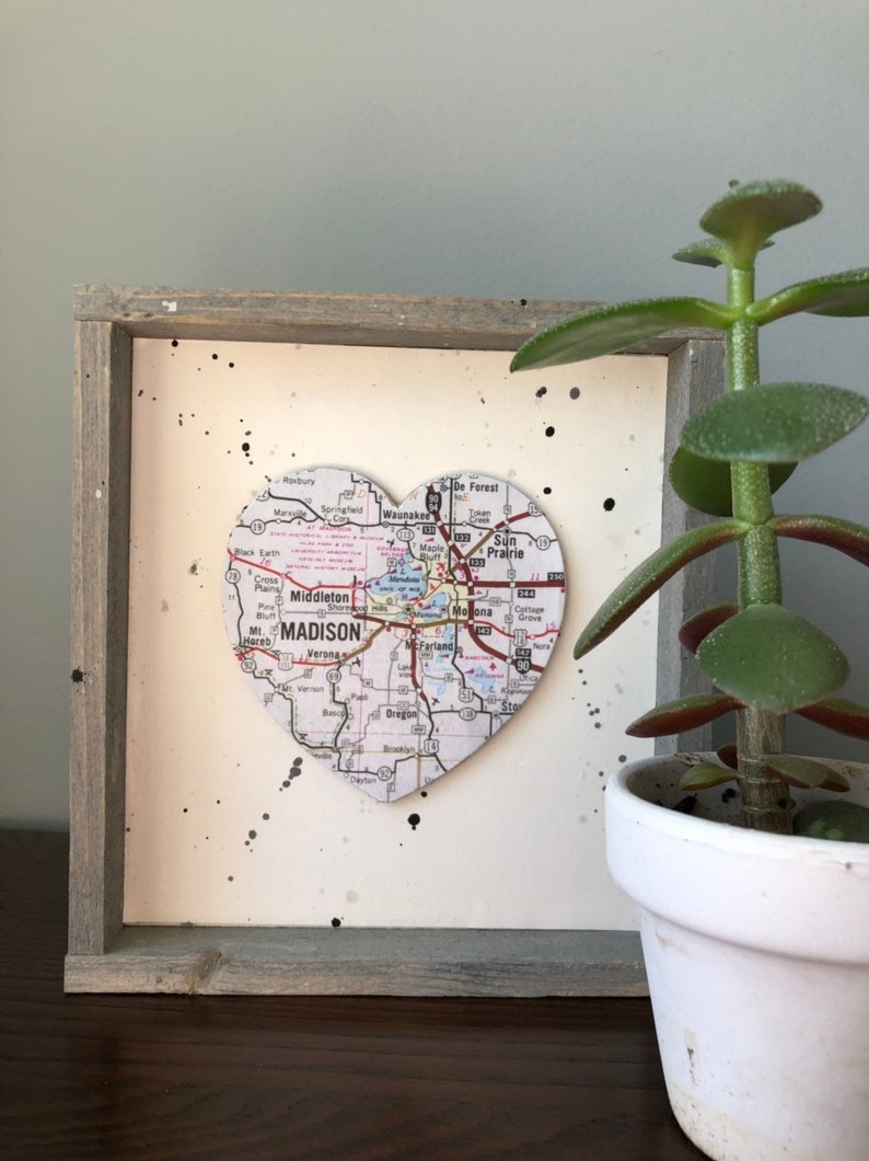 Madison Heart Sign Heart Map Sign Madison Gift Madison WI Etsy