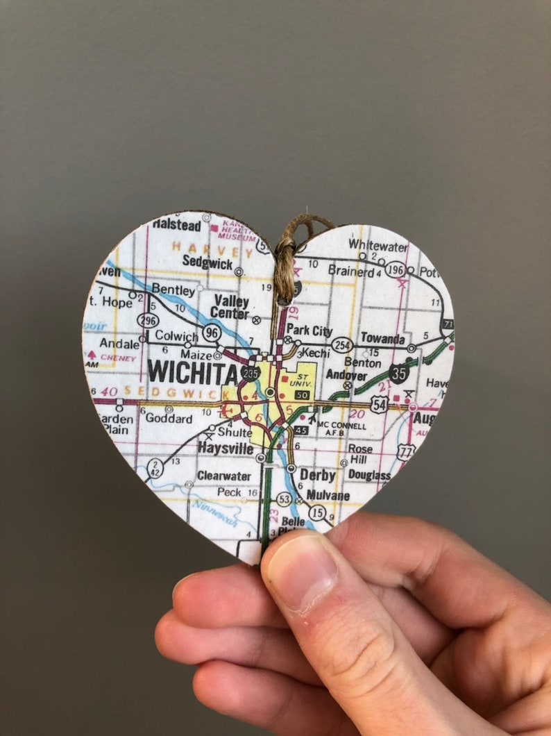 Wichita Map Heart Ornament Wichita KS Ornament Wichita Gift Etsy