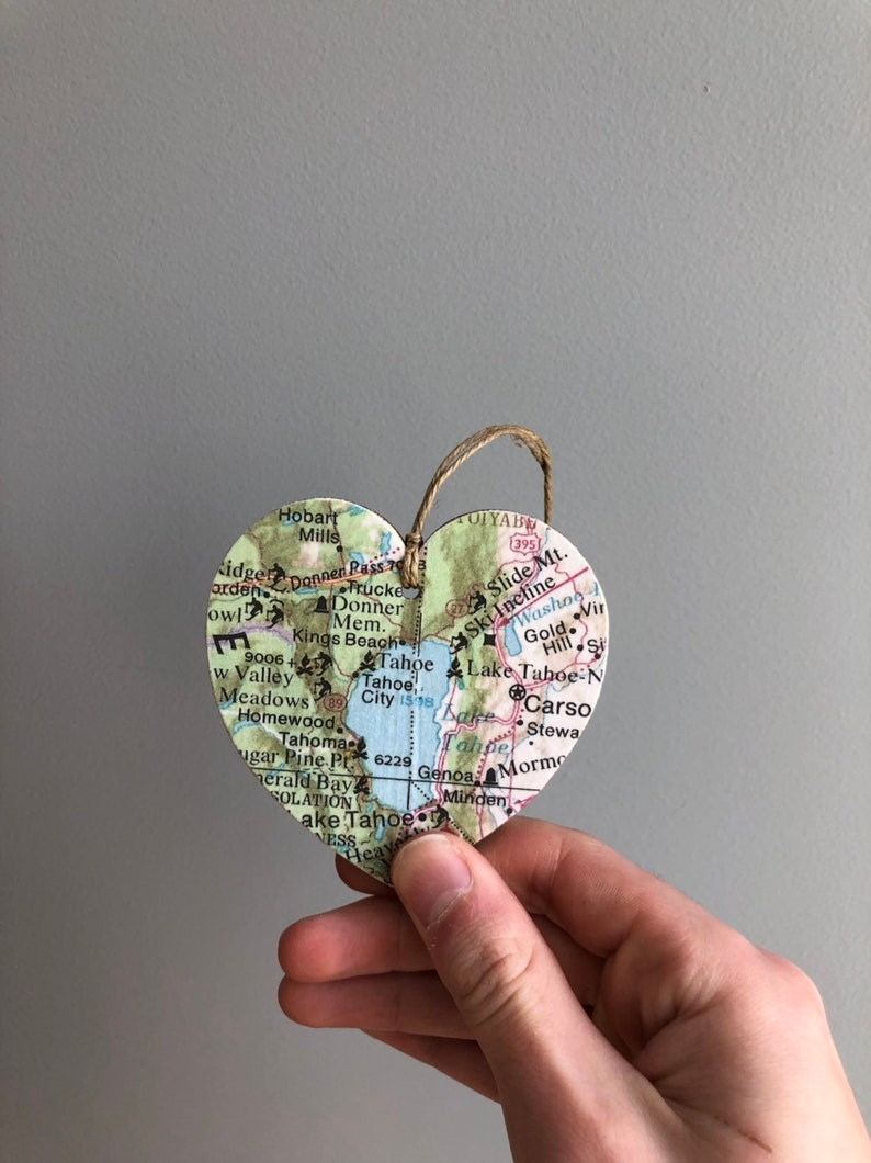 Lake Tahoe Map Heart Ornament, Lake Tahoe Ornament, Lake Tahoe CA Gift, Lake Tahoe California, Lake Tahoe Nevada, Graduation gift image 1