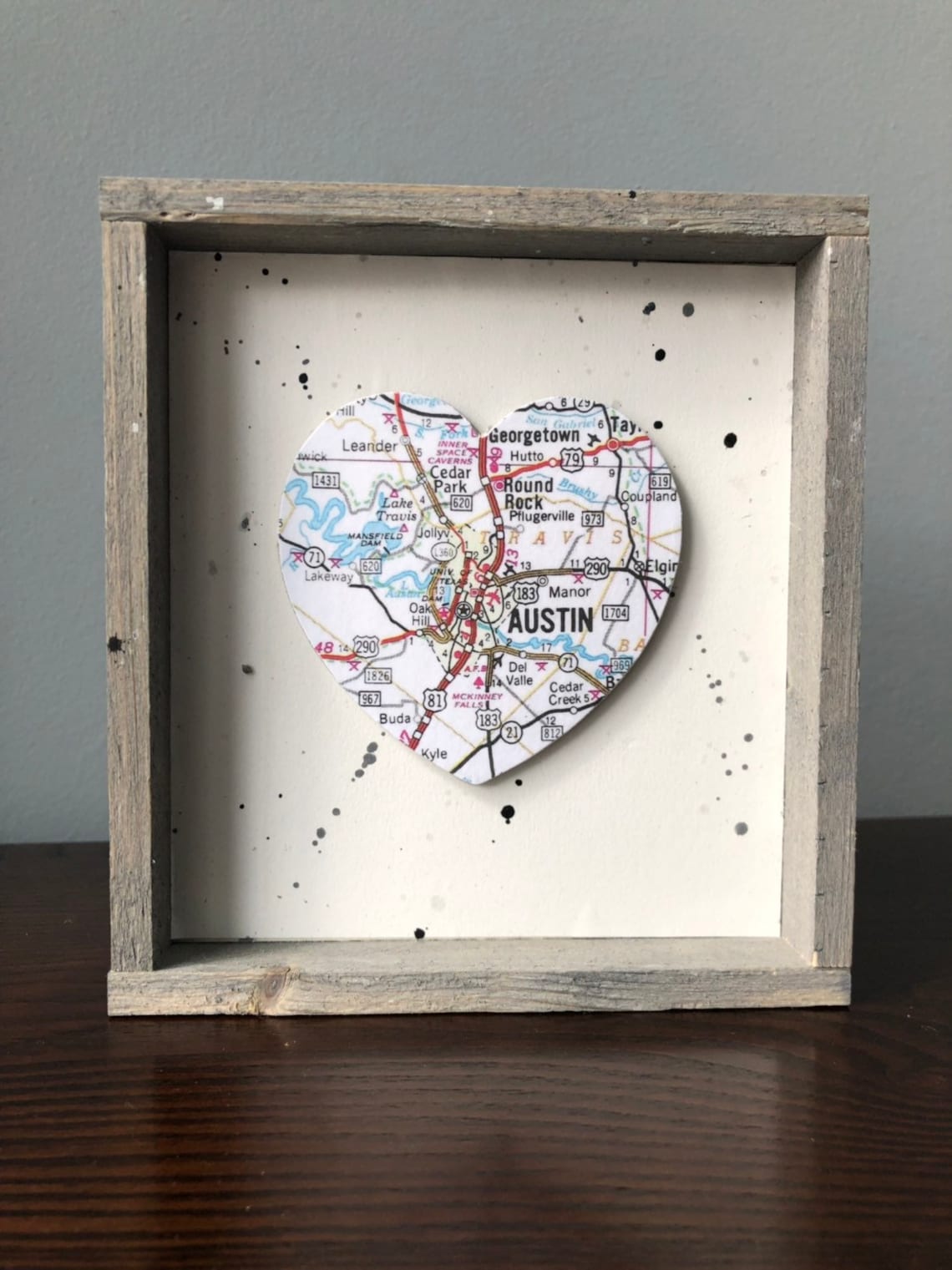 Austin Heart Sign Heart Map Sign Austin TX Sign Austin Etsy