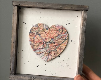 Placa em forma de coração de Filadélfia, Placa com mapa em forma de coração, Placa de Filadélfia, Pensilvânia, Presente de Filadélfia, Mapa de Filadélfia, Presente de formatura, Universidade da Pensilvânia