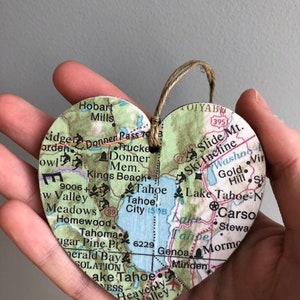 Lake Tahoe Map Heart Ornament, Lake Tahoe Ornament, Lake Tahoe CA Gift, Lake Tahoe California, Lake Tahoe Nevada, Graduation gift image 3