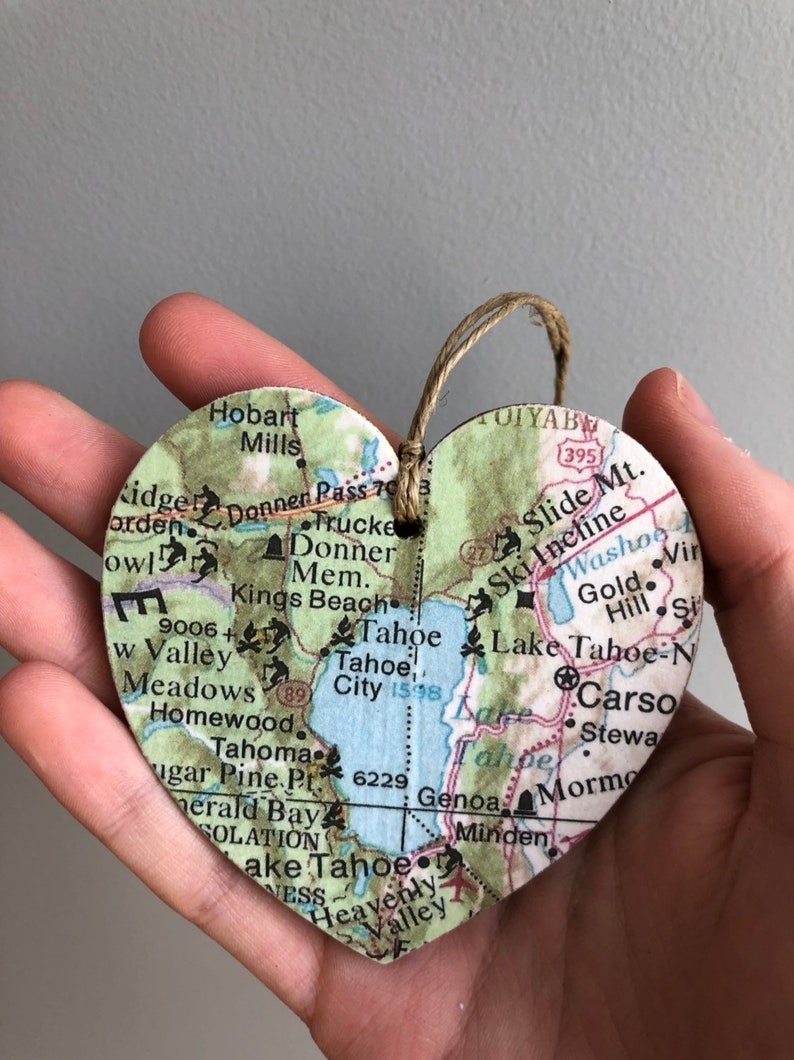 Lake Tahoe Map Heart Ornament, Lake Tahoe Ornament, Lake Tahoe CA Gift, Lake Tahoe California, Lake Tahoe Nevada, Graduation gift image 3