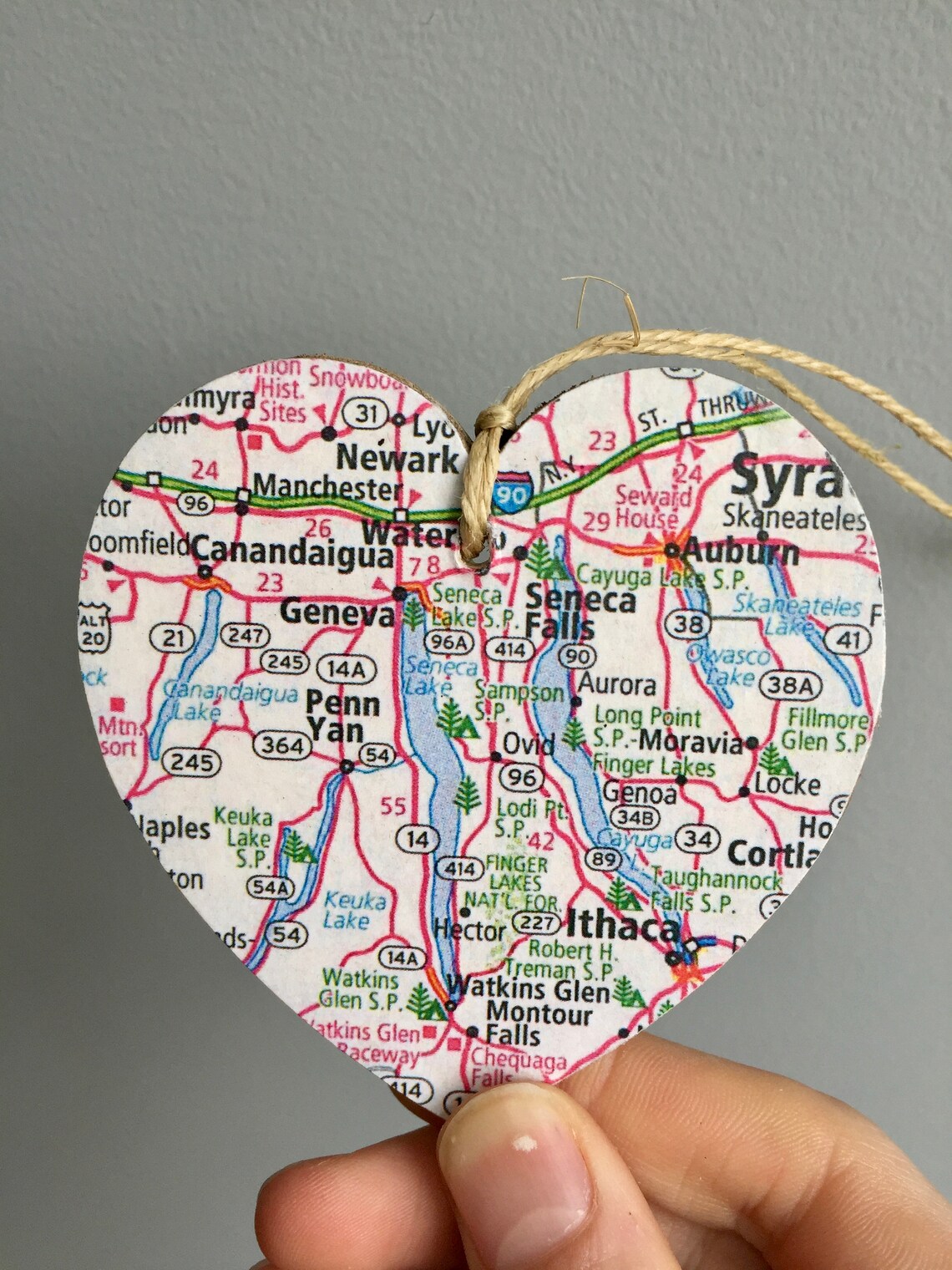 Finger Lakes Map Heart Ornament Finger Lakes NY Ornament Etsy